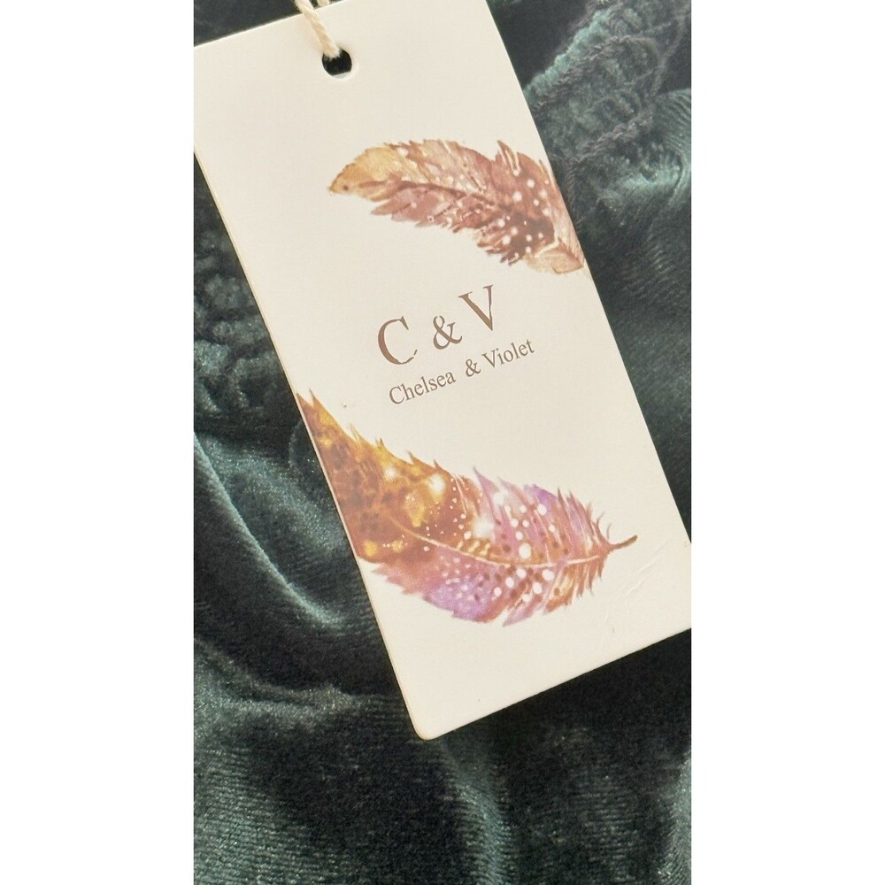 Chelsea & Violet size L Women’s Green Velvet Smocked Babydoll Mini Dress - Picture 13 of 15